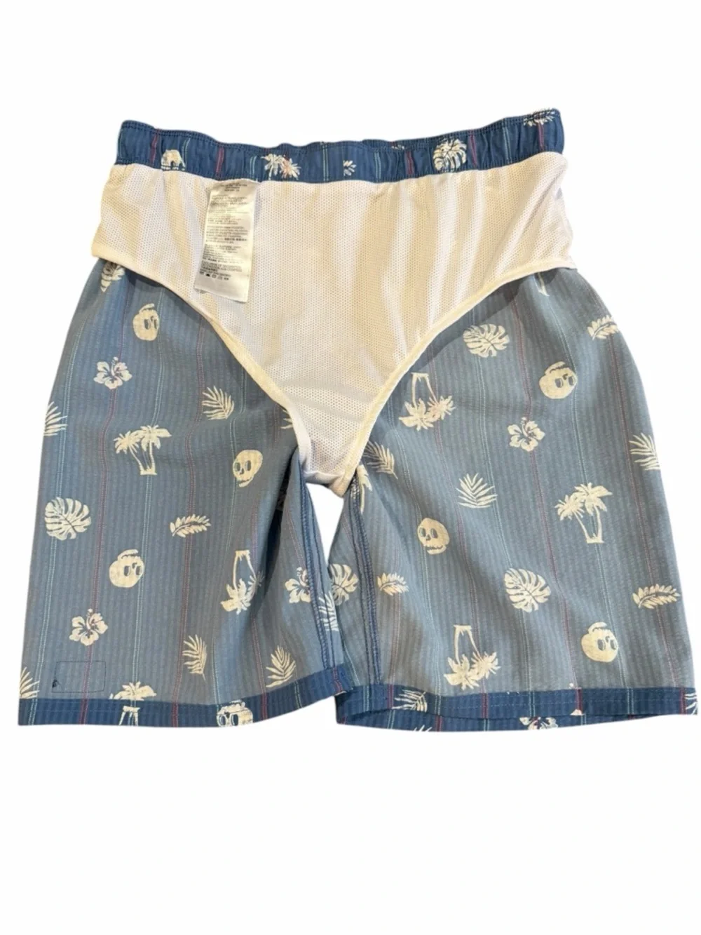 Hurley Boys XL Swim Trunks Blue Tropical Skull Print Board Shorts Mesh Lined - Picture 3 of 10
